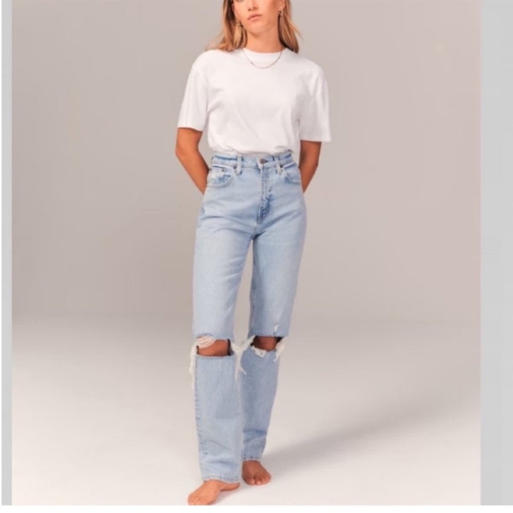 Abercrombie 90s straight ultra high rise ripped jeans